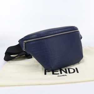 中古美品フェンディFENDI ベルトバッグ レザー 7VA434 A9ZC F18YJ ネイビー系 ランク：S us-1 メンズ