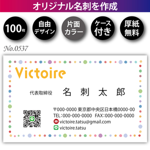 名刺 名刺作成 名刺印刷 100枚 片面 フルカラー 紙ケース付 No.0537