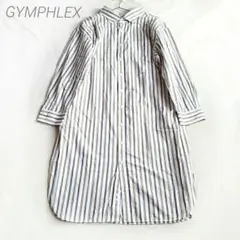 GYMPHLEX　シャツワンピース　長袖　ストライプ