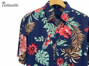 arohawaii86◆AH-4054 XL【Tropicana/ネイビー系】半袖シャツ/夏/ヴィンテージ/アロハシャツ/柄シャツ☆1スタ☆１円スタート☆