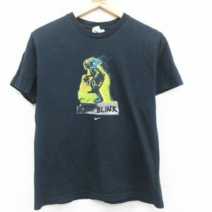 M/古着 ナイキ NIKE 半袖 ビンテージ Tシャツ メンズ 90s バスケットボール コットン クルーネック 黒 ブラック 23jun24 中古 2OF