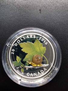 美品 記念コイン カナダ カタツムリ $20銀貨 Canada 2016 20$ Petites betes L