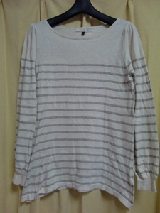 USED★PROPORTION BODY DRESSING　白×ブルーのボーダー長袖トップス　サイズ2（M）♪