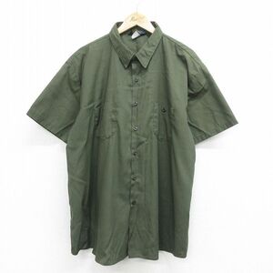 XL/古着 オシュコシュ 半袖 ワーク シャツ メンズ 90s 大きいサイズ ロング丈 緑 グリーン spe 24jul03 中古 トップス