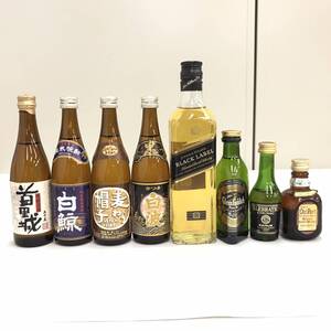 x/x/N122-22【千葉県内のみ発送】酒 ※同梱不可 ミニボトル 8本まとめ 首里城/白鯨/麦わら帽子/さつま白波/JOHNNIE WALKER/Glenfiddich/他