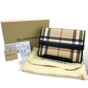 付属品完備　バーバリー ロンドン　折り財布　PVC ノヴァチェック　Burberry London コンパクトウォレット Wホック メガチェック　PVC 1811