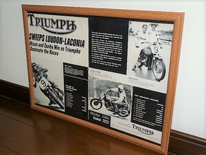 1967年 USA 洋書雑誌広告 額装品 Triumph T100 Daytona Tiger トライアンフ デイトナ タイガー Gary Nixon ( A3size・雑誌見開きサイズ ) 