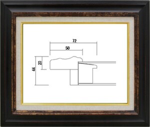 額縁　油絵/油彩額縁 木製フレーム アクリル付 7740 サイズ F15号 鉄黒 ブラック