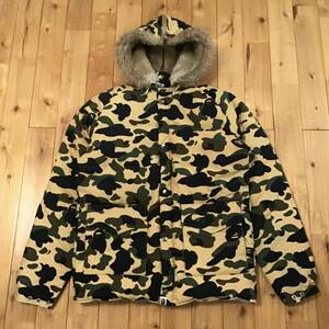 ファー付き ダウンジャケット Mサイズ FUR Hoodie Down Jacket a bathing ape BAPE エイプ ベイプ アベイシングエイプ 1st camo yellow v7