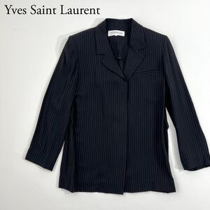 良品 Yves Saint Laurent イヴサンローラン テーラードジャケット シャツジャケット ピンストライプ柄 薄手　トップス 36 比翼仕立