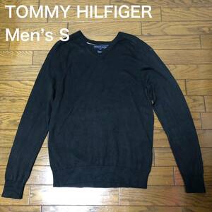 【送料無料】TOMMY HILFIGERニットセーター黒　メンズSサイズ　USA古着トミーヒルフィガー