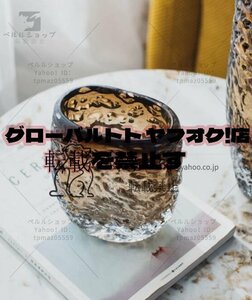 北欧風　高級感　花器　　瑠璃花瓶　飾り物　　アイデア　琥珀色　リビング　　ダイニングルーム　サイズ：S