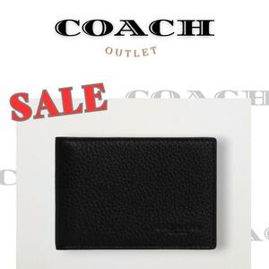 新品　正規品　 COACH カードケース 財布 名刺入れ レザー ブラック