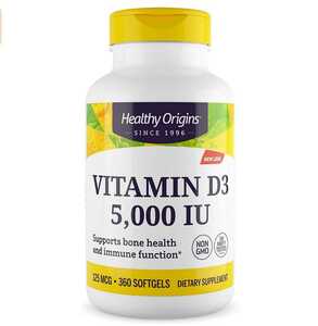 値下★国内匿配★徳用360粒 ビタミンD3 5000IU 期限長24/6 125mcg 5,000 ヘルシーオリジンズ Healthy Origins 美容骨免疫代謝