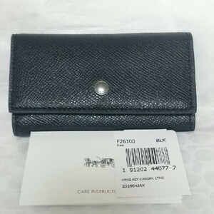 ☆COACH 新品 3つ折り キーケース キーホルダー☆コーチ F26100 黒 正規品