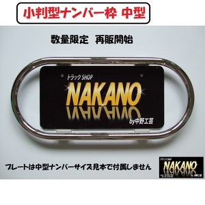 トラック用 ナンバー枠 小判型 中型用 丸パイプ19Φ 鏡面ステンレス レトロ車に 軽自動車 軽トラ