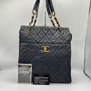 ◎シール/Gカード付◎ CHANEL シャネル マトラッセ トートバッグ チェーンショルダー 肩掛け ココマーク ターンロック 金具 ブラック 黒