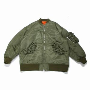 noir kei ninomiya ノワール ケイ ニノミヤ 24AW ナイロンツイル×マクラメ MA1 ジャケット L カーキ