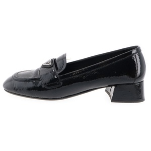 PRADA プラダ Patent Leather Loafers パテントレザー エナメル ヒール ローファー シューズ ブラック レディース 1D583M