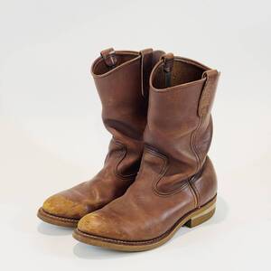 甲MJ19128　1円スタート　90年代　ヴィンテージ　約27cm前後　US9（E2）　レッドウイング　羽根タグ　REDWING　ペコスブーツ　1155　茶系