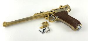 【HY60】MARUSHIN マルシン モデルガン ルガー 22KGP 木製グリップ SMG 1916 おもちゃ 