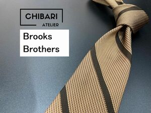 【超美品】BrooksBrothers　ブルックスブラザーズ　レジメンタル柄　ネクタイ　3本以上送料無料　ブラウン　0602151