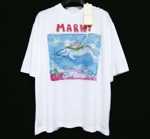 新品★定価6.49万★MARNI マルニ★ロゴ Tシャツ★42★オーガニックコットン★イタリア製★オーバーサイズ★Flaminia Veronesi★白★クジラ