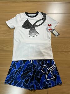 送料込　新品 アンダーアーマー　YMD 140cm 145cm パンツ　半袖Tシャツ　2点セット　上下セット　短パン　男の子　キッズ　ジュニア