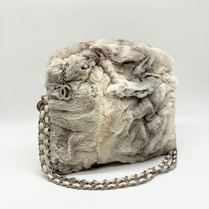 希少 美品 CHANEL シャネル ラパンファー チェーンショルダーバッグ ココマーク ワンショルダー ハンドバッグ サイドココ ラムスキン