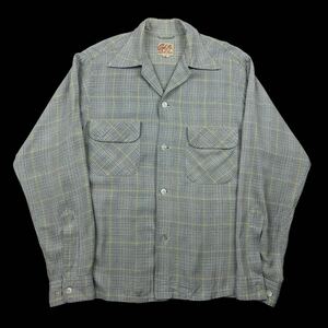 40s〜50s Glentop Plaid Rayon Open Collar Shirt 40年代 50年代 レーヨン チェック オープンカラーシャツ vintage ヴィンテージ 開襟