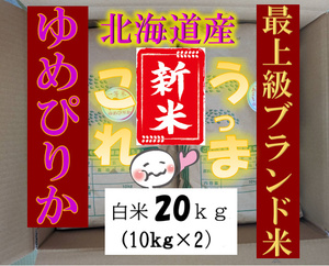 【送料無料】新米　ゆめぴりか　１等米　白米20キロ　　令和6年産　農家直送 