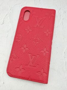 U266 1円～ 中古品 ルイヴィトン iPhoneケース スマホケース 手帳型 モノグラム アンプラント 赤 レッド