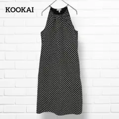 美品✨KOOKAI ホルターネックワンピース　総柄　ミモレ丈　38サイズ