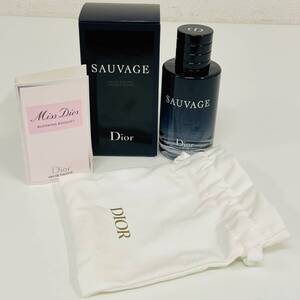 DIOR　SAUVAGE　ディオール　ソヴァージュ オードゥトワレ　香水　100ml　ほぼ満量　321g　収納袋・箱付　Miss Dior 1ml付　【0110-D】