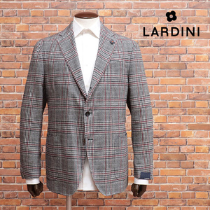 秋冬/LARDINI/52サイズ/アンコン ジャケット IL950AQ ILA53542 しっとり別珍 グレンチェック イタリア製 レトロ 新品/グレー×赤/jk108/