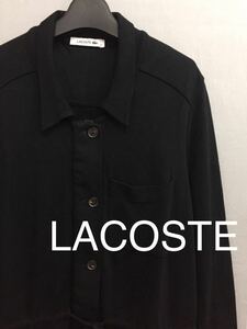 ラコステ LACOSTE 【美品】 ワンピース ウエスト紐付き 前ボタン ジップ 長袖 ブラック レディース 42サイズ !●&