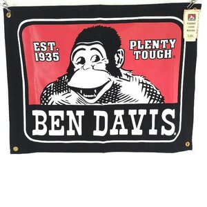 (^w^)b BEN DAVIS ベンデイビス classc logo banner 新品 未使用 フラッグ バナー 壁掛け 看板 インテリア キャンバス製 赤 69×52 9496DD