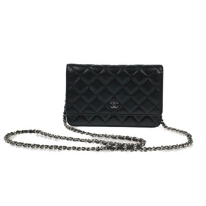 ▽▽ CHANEL シャネル マトラッセ キャビアスキン チェーンウォレット シルバー金具 A33814 ブラック やや傷や汚れあり