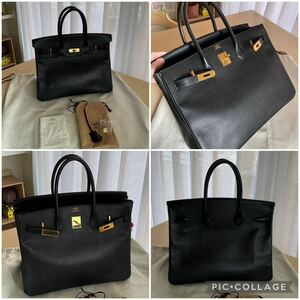 エルメスHermes バーキン35 アルデンヌ ゴールド金具 □A刻印 黒 ブラック ノアール