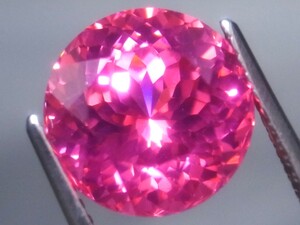 7.49ct 新品・新色で大粒サイズ・オレンジピンクカラー合成ヤグセラミック宝石 ＹＡＧ（イットリウム・アルミニウム・ガーネット）