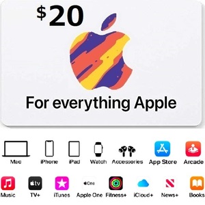 USA版 apple Gift Card $20 card iTunes アップル ギフトカード 20ドル分 北米 コード渡し