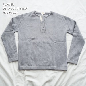 FLOWER PARIS ヘンリーネックニット Sサイズ ライトグレー　フランス パリ セレクトショップ