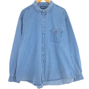 古着 ラルフローレン Ralph Lauren BIG SHIRT 長袖 ボタンダウンデニムシャツ メンズXXL相当 /eaa502237