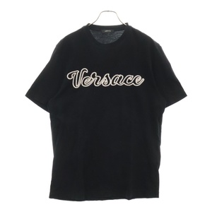 VERSACE ヴェルサーチ 刺繍ロゴ半袖Tシャツ 1014427 ブラック