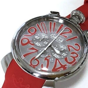 ■【美品・箱付き】 GaGaMILANO ガガミラノ マニュアーレ 手巻き腕時計　/am-A-210-5743-8.2/動作確認済/ラバーベルト/レッド/高級/本物