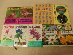 0931015h【草花・野草関連 書籍 まとめて 9冊組】野の草花図鑑 上下/日本の野草春夏秋/野草図鑑1.巻など/中古本