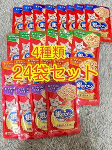 〈送料無料〉銀のスプーン 60g 24袋 猫用 キャットフード パウチ まぐろ かつお ささみ ウェットフード まとめ売り かつお節 お魚の旨み