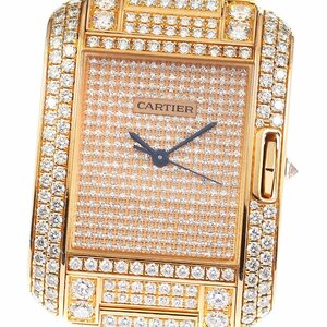 カルティエ CARTIER HPI00560 タンクアングレーズLM K18PG 全面ダイヤ 自動巻き ボーイズ 良品 _792362