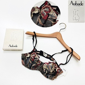 未使用品 /B85/ Aubade TENEBRE ブラック ハーフカップブラ ブラジャー タグレディースフランス黒フェミニン上品大人可愛い下着 オーバドゥ