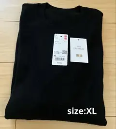 ユニクロ　メンズ　カシミヤクルーネックセーター　ブラック　XL